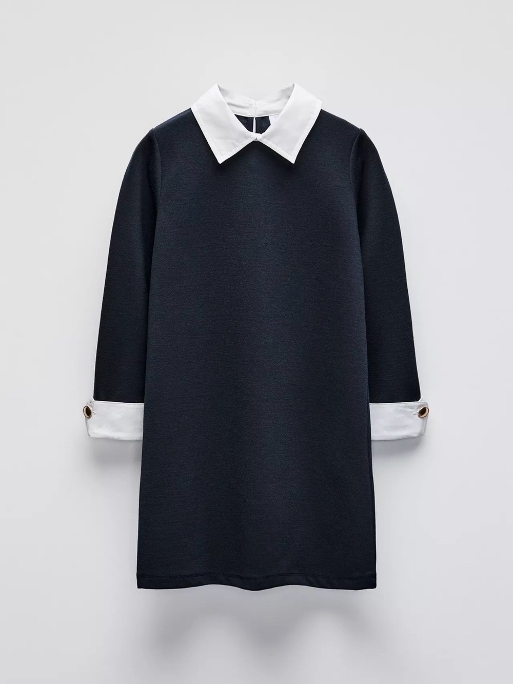 Zara Black Dress with White Collar and Cuff Details